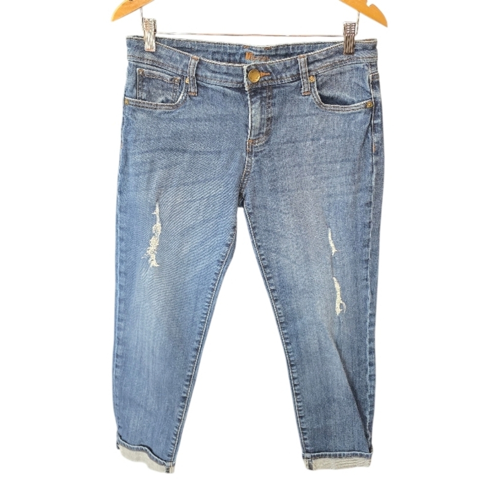 Kut From The Kloth Distressed Cuffed Ankle Blue Jeans 6